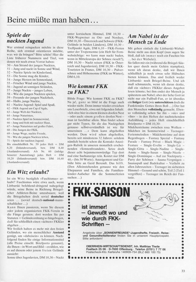 Sonnenfreunde Sonderheft FKK-Magazin mit Artikeln #71 [Nudism collection]